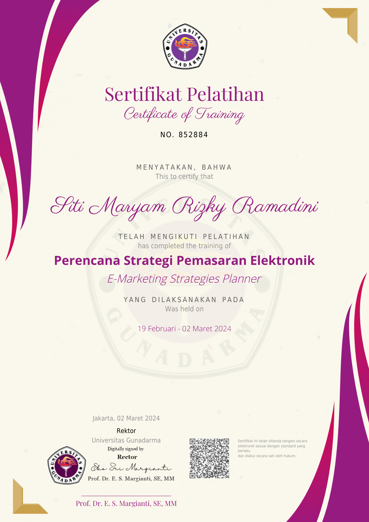 E-Marketing Strategies Planner Certificate